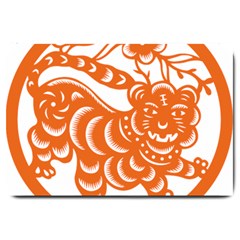 Chinese Zodiac Signs Tiger Star Orangehoroscope Large Doormat  by Mariart