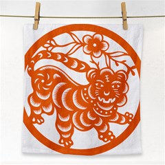 Chinese Zodiac Signs Tiger Star Orangehoroscope Face Towel by Mariart