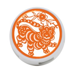 Chinese Zodiac Signs Tiger Star Orangehoroscope 4-port Usb Hub (two Sides)  by Mariart