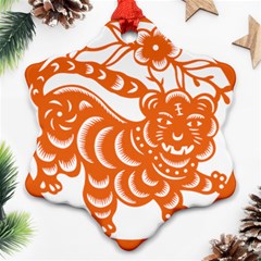 Chinese Zodiac Signs Tiger Star Orangehoroscope Ornament (snowflake) by Mariart