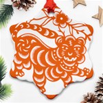 Chinese Zodiac Signs Tiger Star Orangehoroscope Snowflake Ornament (Two Sides) Back