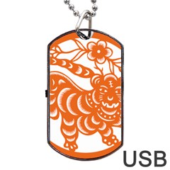 Chinese Zodiac Signs Tiger Star Orangehoroscope Dog Tag Usb Flash (two Sides) by Mariart