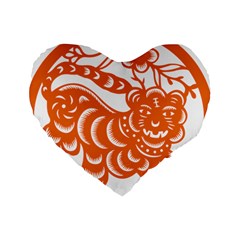 Chinese Zodiac Signs Tiger Star Orangehoroscope Standard 16  Premium Heart Shape Cushions by Mariart