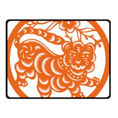 Chinese Zodiac Signs Tiger Star Orangehoroscope Double Sided Fleece Blanket (small)  by Mariart