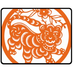 Chinese Zodiac Signs Tiger Star Orangehoroscope Double Sided Fleece Blanket (medium)  by Mariart