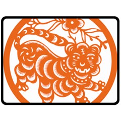 Chinese Zodiac Signs Tiger Star Orangehoroscope Double Sided Fleece Blanket (large)  by Mariart