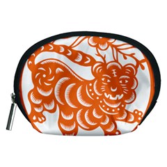 Chinese Zodiac Signs Tiger Star Orangehoroscope Accessory Pouches (medium)  by Mariart