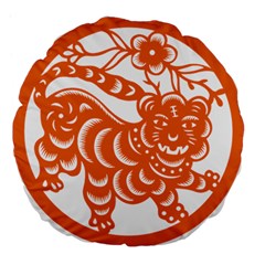 Chinese Zodiac Signs Tiger Star Orangehoroscope Large 18  Premium Flano Round Cushions by Mariart