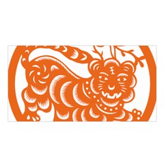 Chinese Zodiac Signs Tiger Star Orangehoroscope Satin Shawl by Mariart