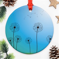 Flower Back Blue Green Sun Fly Ornament (round) by Mariart