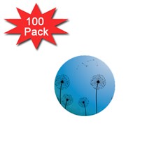 Flower Back Blue Green Sun Fly 1  Mini Buttons (100 Pack)  by Mariart