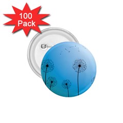 Flower Back Blue Green Sun Fly 1 75  Buttons (100 Pack)  by Mariart