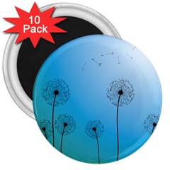 Flower Back Blue Green Sun Fly 3  Magnets (10 Pack)  by Mariart