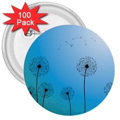 Flower Back Blue Green Sun Fly 3  Buttons (100 Pack)  by Mariart