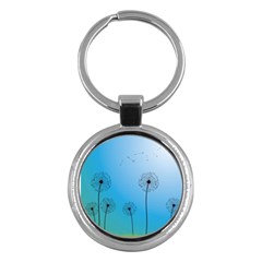 Flower Back Blue Green Sun Fly Key Chains (round)  by Mariart