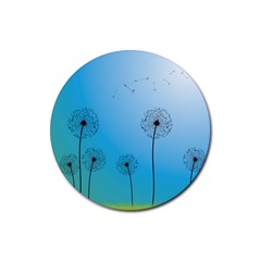 Flower Back Blue Green Sun Fly Rubber Coaster (round)  by Mariart