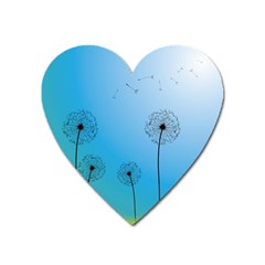 Flower Back Blue Green Sun Fly Heart Magnet by Mariart