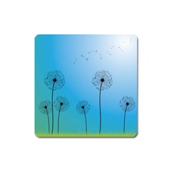 Flower Back Blue Green Sun Fly Square Magnet by Mariart