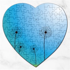 Flower Back Blue Green Sun Fly Jigsaw Puzzle (heart) by Mariart