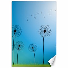 Flower Back Blue Green Sun Fly Canvas 12  X 18   by Mariart