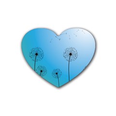 Flower Back Blue Green Sun Fly Rubber Coaster (heart)  by Mariart