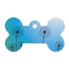 Flower Back Blue Green Sun Fly Dog Tag Bone (one Side) by Mariart