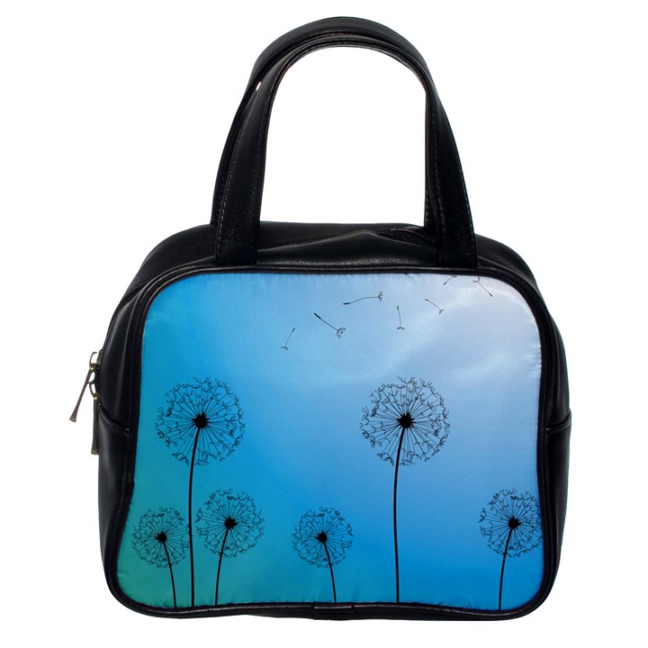 Flower Back Blue Green Sun Fly Classic Handbags (One Side)