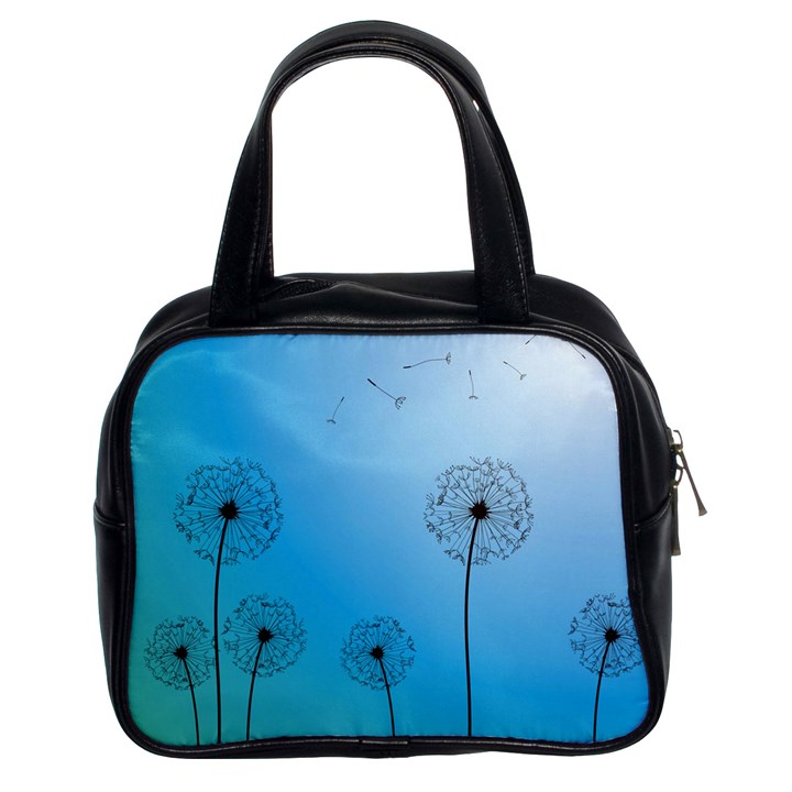 Flower Back Blue Green Sun Fly Classic Handbags (2 Sides)