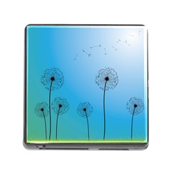 Flower Back Blue Green Sun Fly Memory Card Reader (square) by Mariart