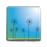 Flower Back Blue Green Sun Fly Memory Card Reader (Square) Front