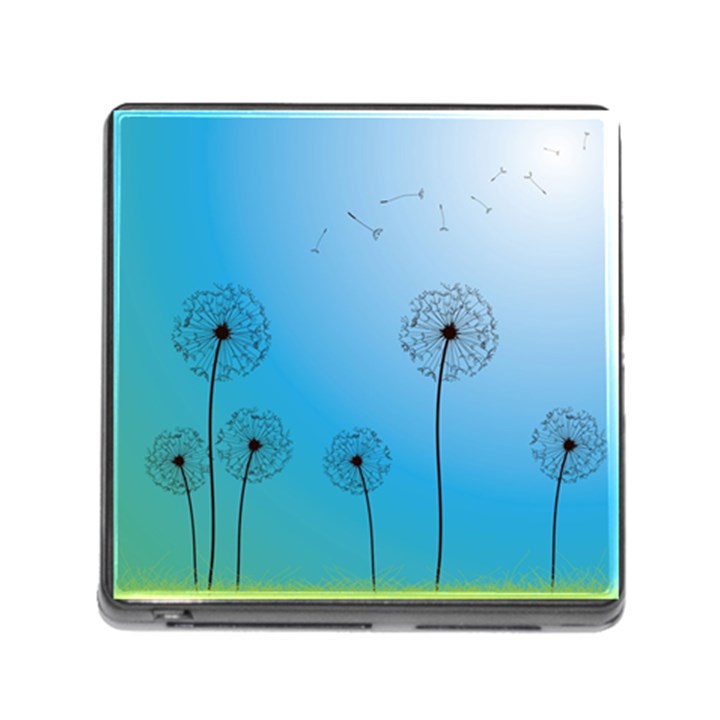 Flower Back Blue Green Sun Fly Memory Card Reader (Square)