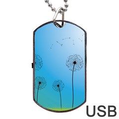 Flower Back Blue Green Sun Fly Dog Tag Usb Flash (two Sides) by Mariart