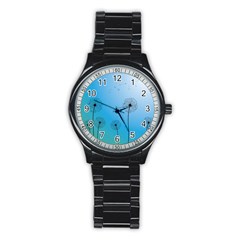 Flower Back Blue Green Sun Fly Stainless Steel Round Watch by Mariart