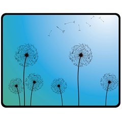 Flower Back Blue Green Sun Fly Double Sided Fleece Blanket (medium)  by Mariart