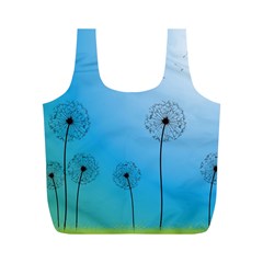 Flower Back Blue Green Sun Fly Full Print Recycle Bags (m) 