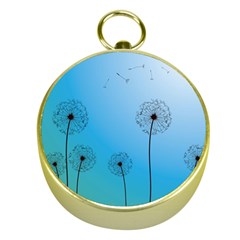 Flower Back Blue Green Sun Fly Gold Compasses by Mariart