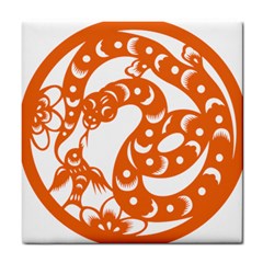 Chinese Zodiac Horoscope Snake Star Orange Tile Coasters