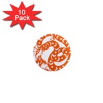 Chinese Zodiac Horoscope Snake Star Orange 1  Mini Magnet (10 pack)  Front