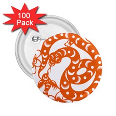 Chinese Zodiac Horoscope Snake Star Orange 2.25  Buttons (100 pack) 