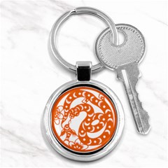 Chinese Zodiac Horoscope Snake Star Orange Key Chains (Round) 