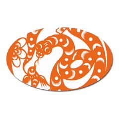 Chinese Zodiac Horoscope Snake Star Orange Oval Magnet