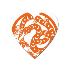 Chinese Zodiac Horoscope Snake Star Orange Heart Magnet by Mariart