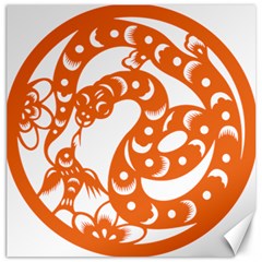 Chinese Zodiac Horoscope Snake Star Orange Canvas 16  x 16  