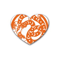 Chinese Zodiac Horoscope Snake Star Orange Heart Coaster (4 Pack)  by Mariart