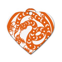 Chinese Zodiac Horoscope Snake Star Orange Dog Tag Heart (One Side)