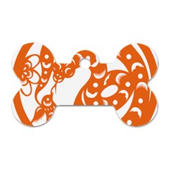 Chinese Zodiac Horoscope Snake Star Orange Dog Tag Bone (Two Sides)