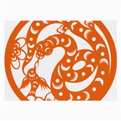 Chinese Zodiac Horoscope Snake Star Orange Large Glasses Cloth