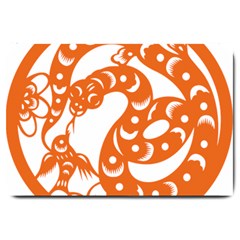 Chinese Zodiac Horoscope Snake Star Orange Large Doormat 