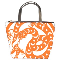 Chinese Zodiac Horoscope Snake Star Orange Bucket Bags