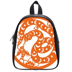 Chinese Zodiac Horoscope Snake Star Orange School Bags (small)  by Mariart